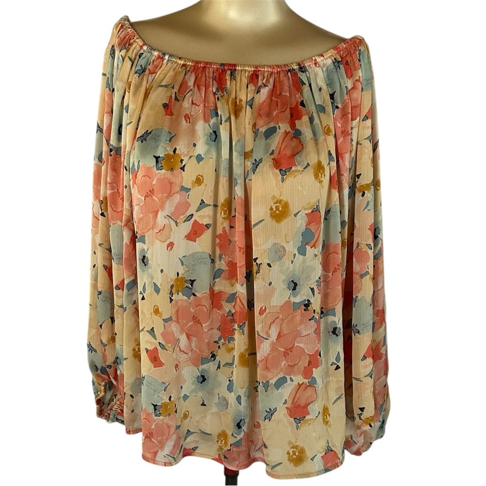 L Love M Floral Off Shoulder Blouse Top Medium Pastel Boho